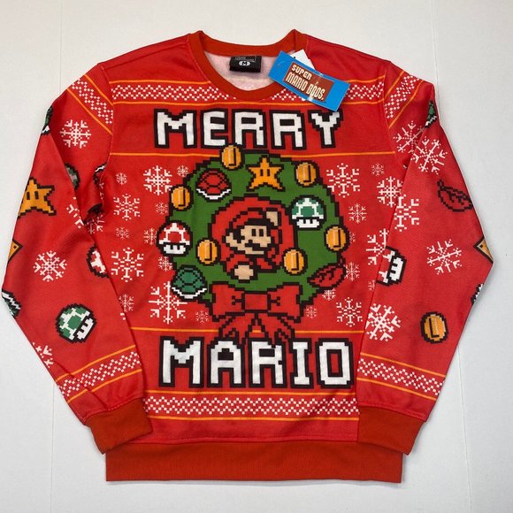 Think Geek Other - Mens Super Mario Bros. Merry Mario Holiday Sweater